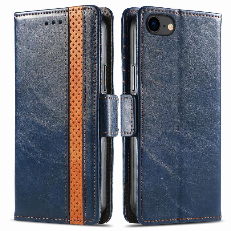 For iPhone 16e CaseNeo Splicing Dual Magnetic Buckle Leather Phone Case(Blue) - free shipping - PMC TechLife - Order now!