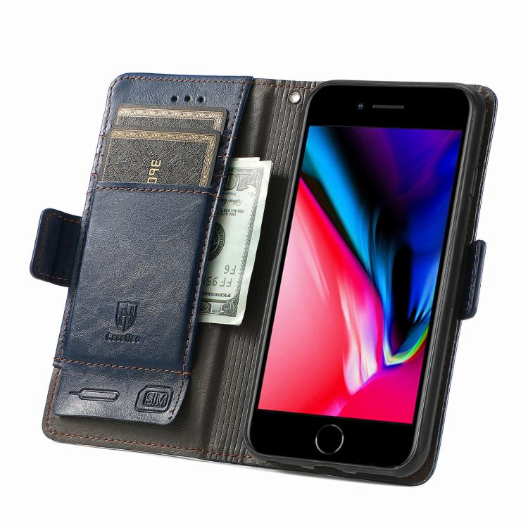 For iPhone 16e CaseNeo Splicing Dual Magnetic Buckle Leather Phone Case(Blue) - free shipping - PMC TechLife - Order now!