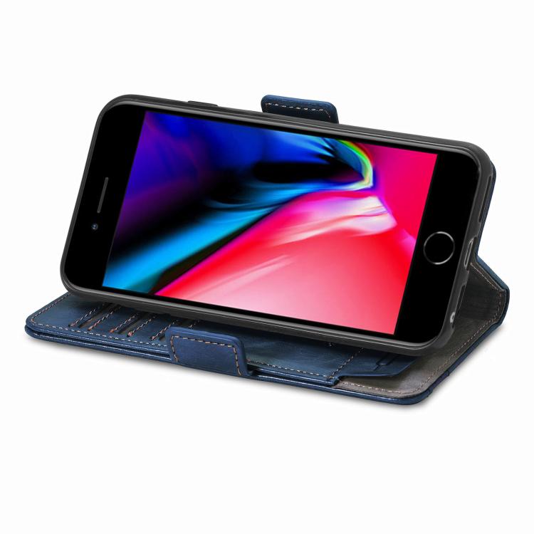 For iPhone 16e CaseNeo Splicing Dual Magnetic Buckle Leather Phone Case(Blue) - free shipping - PMC TechLife - Order now!