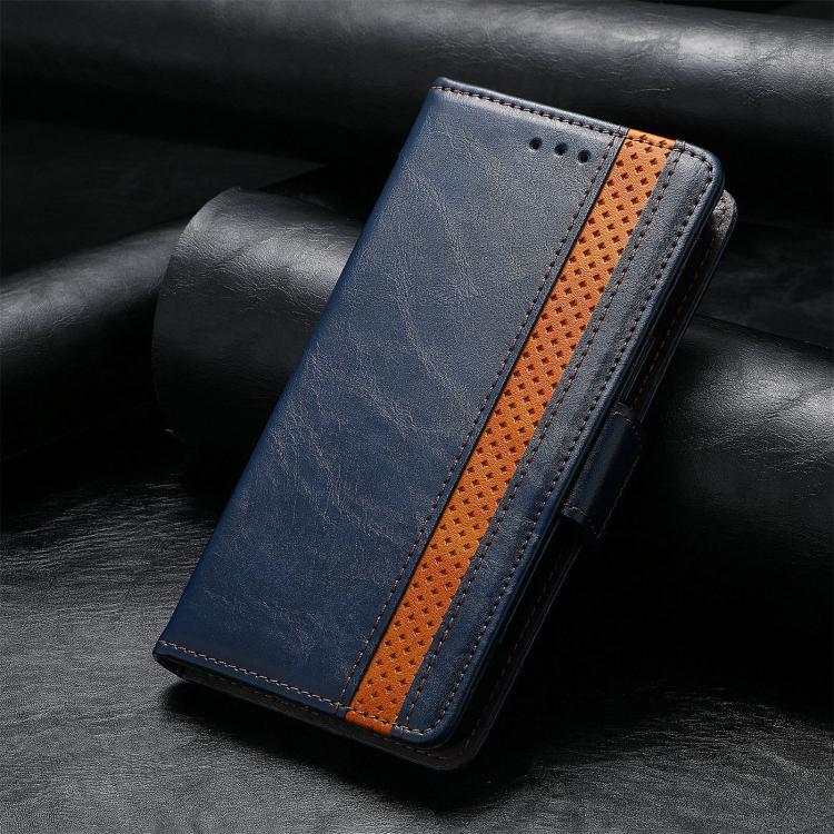 For iPhone 16e CaseNeo Splicing Dual Magnetic Buckle Leather Phone Case(Blue) - free shipping - PMC TechLife - Order now!