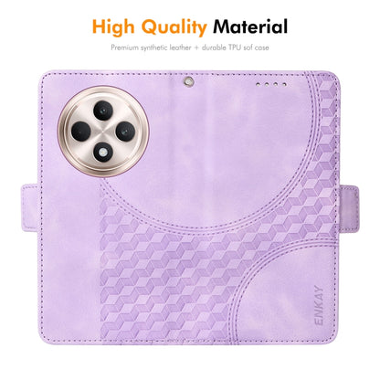 For OPPO Reno12 F 4G Global ENKAY Embossed Rhombus Starry Leather Phone Case with Screen Film(Purple) - Reno12 F Cases by ENKAY | Online Shopping South Africa | PMC Jewellery | Buy Now Pay Later Mobicred