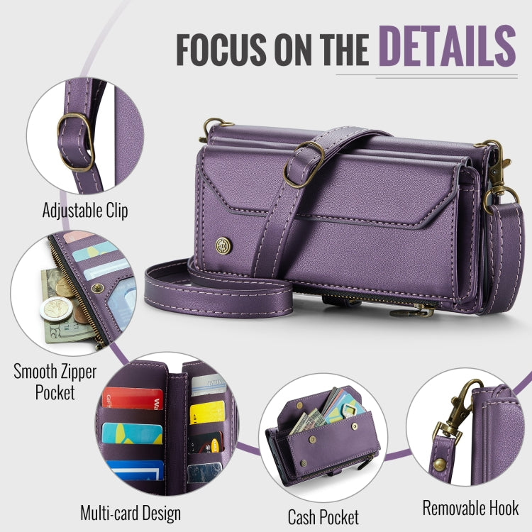 For Samsung Galaxy S24 FE 5G CaseMe C36 Card Slots Zipper Wallet RFID Anti-theft Leather Phone Case(Purple) - Galaxy S24 FE 5G Cases by CaseMe | Online Shopping South Africa | PMC Jewellery | Buy Now Pay Later Mobicred