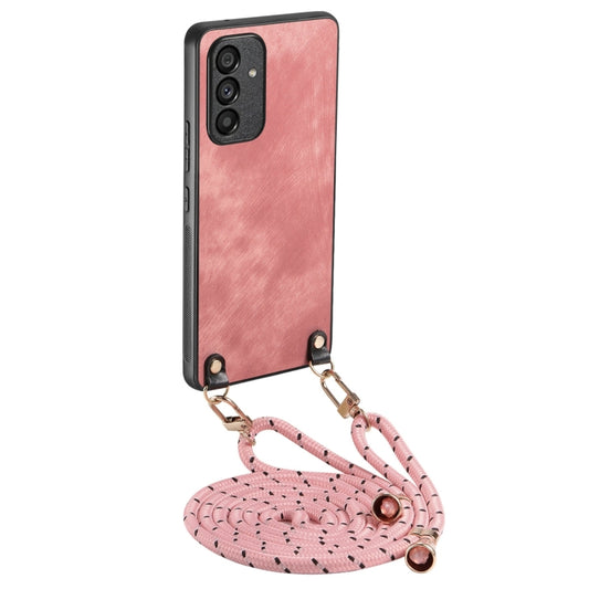 For Samsung Galaxy S25+ 5G Vintage Leather PC Back Cover Phone Case with Crossbody Strap(Pink) - Galaxy S25+ 5G Cases by PMC Jewellery | Online Shopping South Africa | PMC Jewellery | Buy Now Pay Later Mobicred