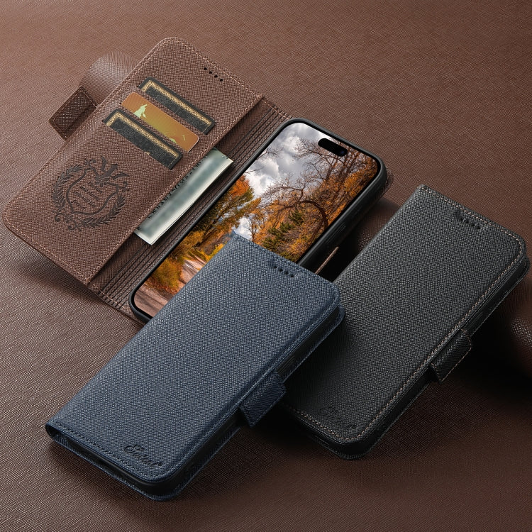 For iPhone 16 Pro Suteni J08 Multifunctional Cross Texture MagSafe Leather Phone Case(Brown) - iPhone 16 Pro Cases by Suteni | Online Shopping South Africa | PMC Jewellery | Buy Now Pay Later Mobicred