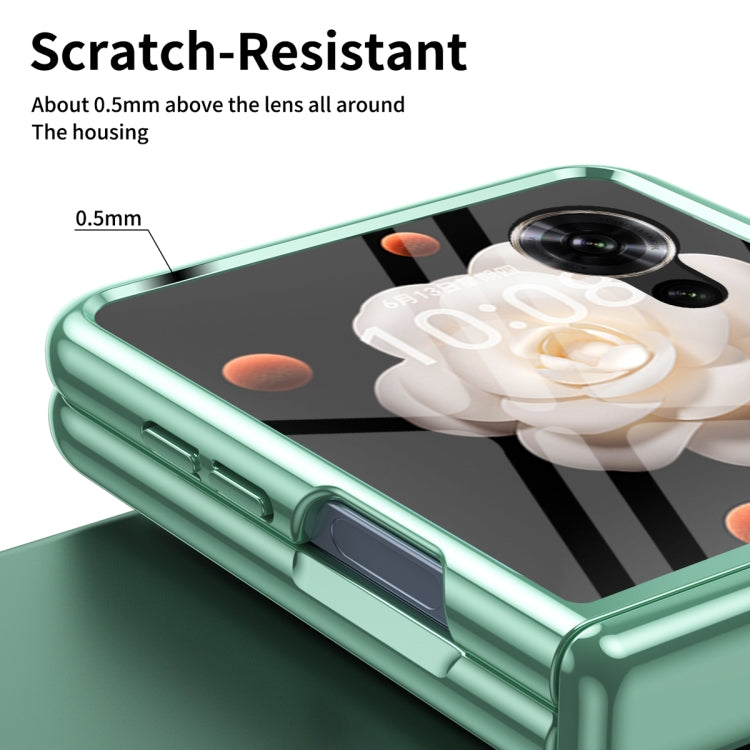 For Honor Magic V Flip Plating Transparent Folding Hinged Phone Case(Green) - Honor Cases by PMC TechLife | Online Shopping South Africa | PMC TechLife | Buy Now Pay Later Mobicred