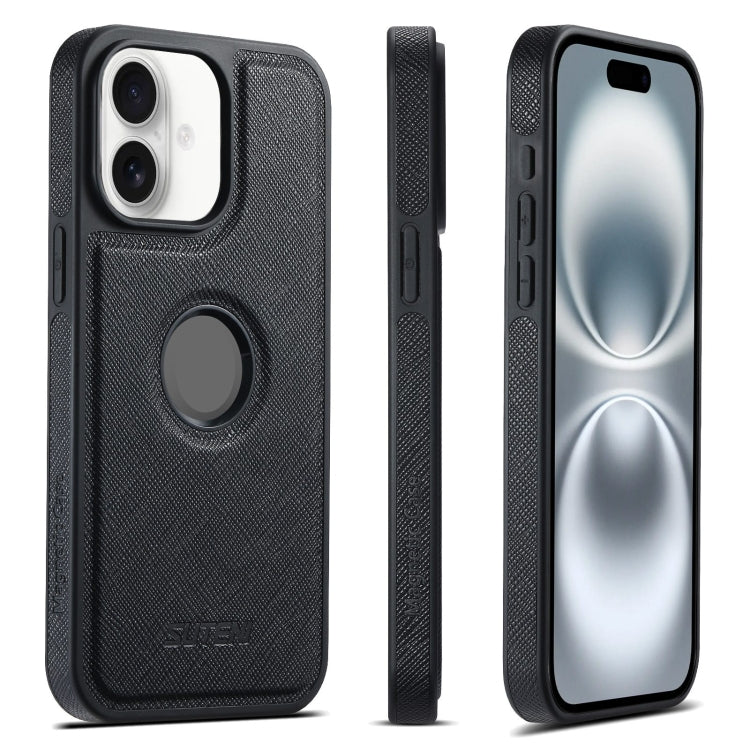 For iPhone 16 Plus Suteni G1 Cross Texture MagSafe Phone Case(Black) - free shipping - PMC Jewellery - Order now!