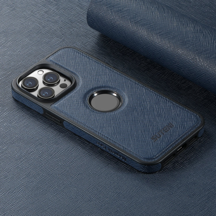 For iPhone 16 Pro Suteni G1 Cross Texture MagSafe Phone Case(Blue) - iPhone 16 Pro Cases by Suteni | Online Shopping South Africa | PMC Jewellery | Buy Now Pay Later Mobicred