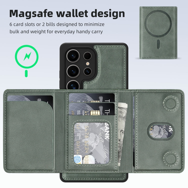 For Samsung Galaxy S25 Ultra 5G Shield Multi-functional MagSafe Card Bag Phone Case(Green) - Galaxy S25 Ultra 5G Cases by PMC Jewellery | Online Shopping South Africa | PMC Jewellery | Buy Now Pay Later Mobicred