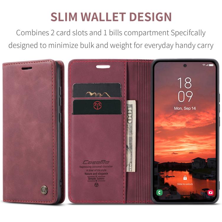 For Samsung Galaxy S25 5G CaseMe 013 Multifunctional Horizontal Flip Leather Phone Case(Red) - Galaxy S25 5G Cases by CaseMe | Online Shopping South Africa | PMC Jewellery | Buy Now Pay Later Mobicred