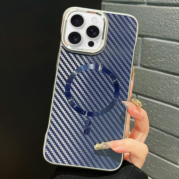 For iPhone 12 Pro AG Carbon Fiber Frameless MagSafe Phone Case(Blue) - iPhone 12 / 12 Pro Cases by PMc TechLife | Online Shopping South Africa | PMc TechLife | Buy Now Pay Later Mobicred
