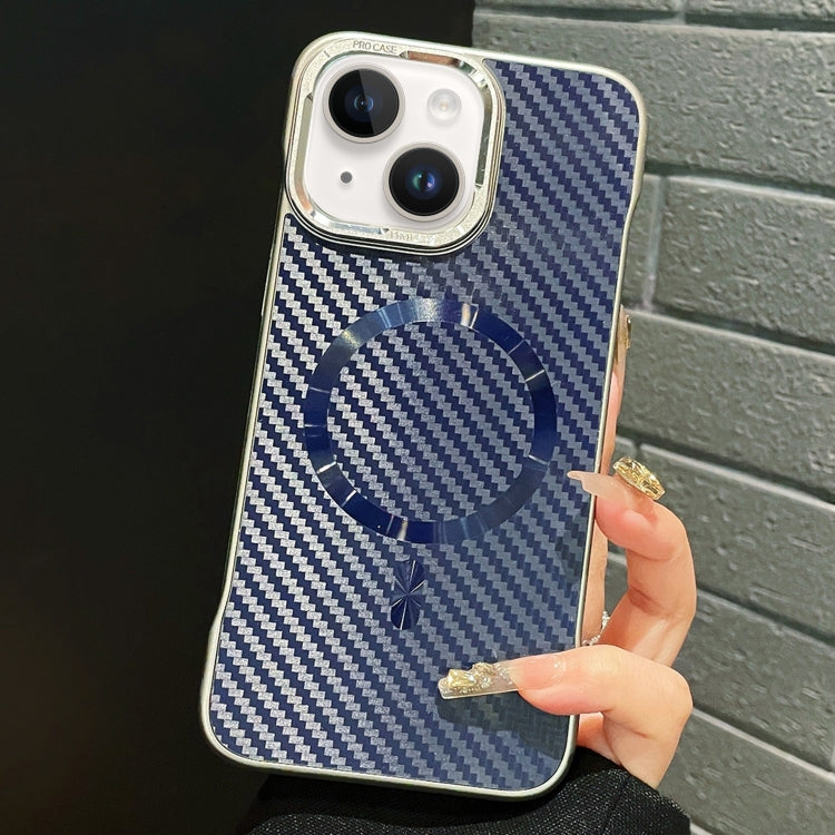 For iPhone 15 Plus AG Carbon Fiber Frameless MagSafe Phone Case(Blue) - iPhone 15 Plus Cases by PMc TechLife | Online Shopping South Africa | PMc TechLife | Buy Now Pay Later Mobicred