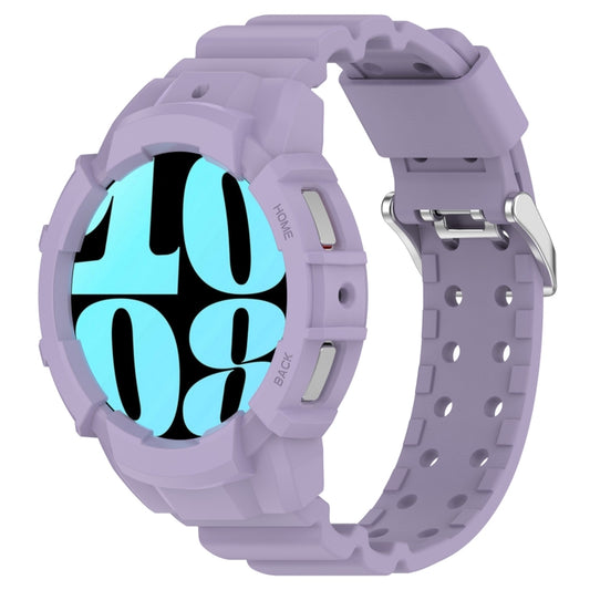 For Samsung Galaxy Watch 7 44mm Armor Silicone Watch Band with Watch Case Set(Purple) - Watch Bands by PMC Jewellery | Online Shopping South Africa | PMC Jewellery | Buy Now Pay Later Mobicred