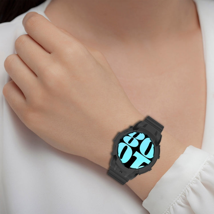 For Samsung Galaxy Watch 7 44mm Armor Silicone Watch Band with Watch Case Set(White) - Watch Bands by PMC Jewellery | Online Shopping South Africa | PMC Jewellery | Buy Now Pay Later Mobicred