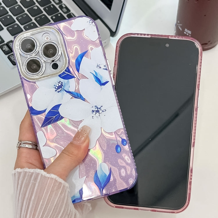 For iPhone 16e Electroplating Flowers Plants Texture TPU Phone Case(Carnation FL7) - iPhone 16e Cases by PMC TechLife | Online Shopping South Africa | PMC TechLife | Buy Now Pay Later Mobicred