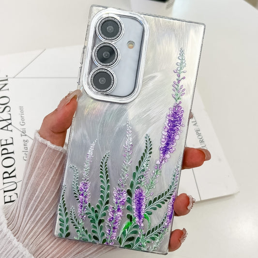 For Samsung Galaxy S25 5G Electroplating Flowers Plants Texture TPU Phone Case(Lavender FL3) - Galaxy S25 5G Cases by PMC Jewellery | Online Shopping South Africa | PMC Jewellery | Buy Now Pay Later Mobicred