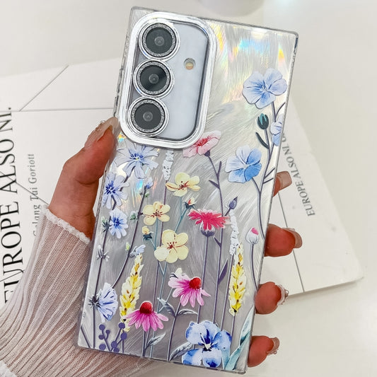 For Samsung Galaxy S25+ 5G Electroplating Flowers Plants Texture TPU Phone Case(Wildflower FL2) - Galaxy S25+ 5G Cases by PMC Jewellery | Online Shopping South Africa | PMC Jewellery | Buy Now Pay Later Mobicred