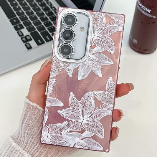 For Samsung Galaxy S25+ 5G Electroplating Flowers Plants Texture TPU Phone Case(Sketch Lily FL9) - Galaxy S25+ 5G Cases by PMC Jewellery | Online Shopping South Africa | PMC Jewellery | Buy Now Pay Later Mobicred