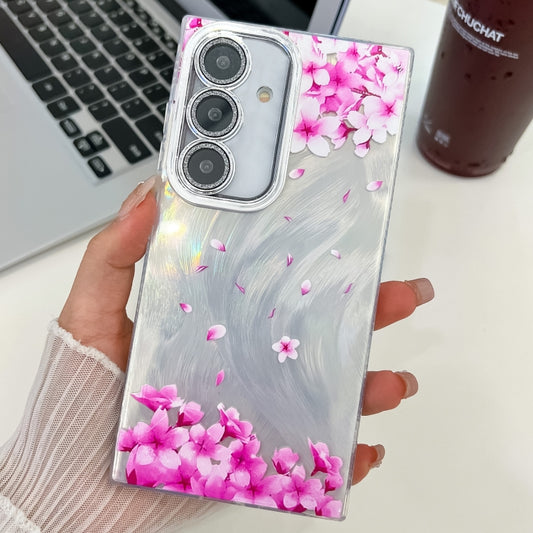 For Samsung Galaxy S25+ 5G Electroplating Flowers Plants Texture TPU Phone Case(Sakura FL12) - Galaxy S25+ 5G Cases by PMC Jewellery | Online Shopping South Africa | PMC Jewellery | Buy Now Pay Later Mobicred