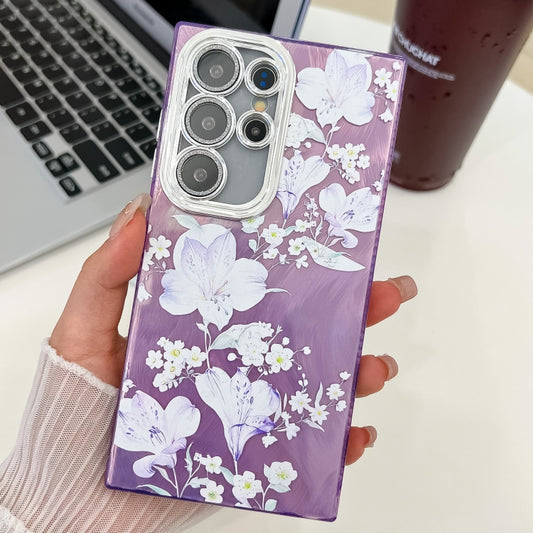 For Samsung Galaxy S25 Ultra 5G Electroplating Flowers Plants Texture TPU Phone Case(Pale Purple Flower FL11) - Galaxy S25 Ultra 5G Cases by PMC Jewellery | Online Shopping South Africa | PMC Jewellery | Buy Now Pay Later Mobicred