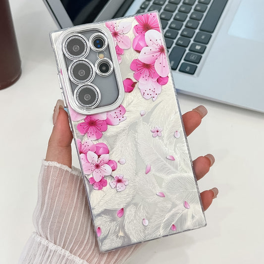 For Samsung Galaxy S25 Ultra 5G Electroplating Flowers Plants Texture TPU Phone Case(Peach Blossom FL18) - Galaxy S25 Ultra 5G Cases by PMC Jewellery | Online Shopping South Africa | PMC Jewellery | Buy Now Pay Later Mobicred