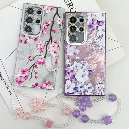 For Samsung Galaxy S25 Ultra 5G Electroplating Flowers Plants Texture Wristband TPU Phone Case(Gardenia FL15) - Galaxy S25 Ultra 5G Cases by PMC Jewellery | Online Shopping South Africa | PMC Jewellery | Buy Now Pay Later Mobicred