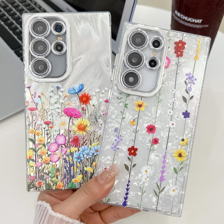 For Samsung Galaxy S25 5G Electroplating Flower Texture TPU Phone Case(Red Plum Blossom SH2) - Galaxy S25 5G Cases by PMC Jewellery | Online Shopping South Africa | PMC Jewellery | Buy Now Pay Later Mobicred