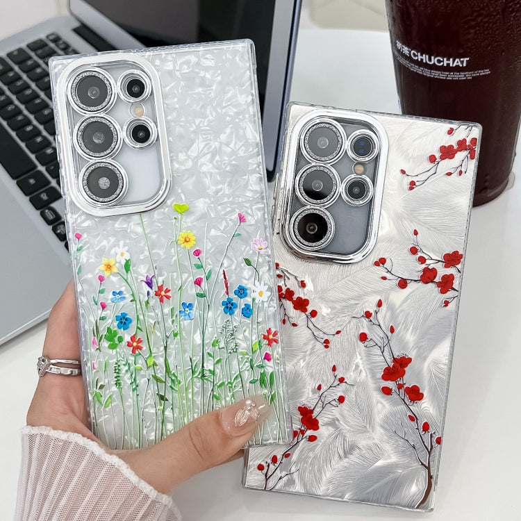 For Samsung Galaxy S25+ 5G Electroplating Flower Texture TPU Phone Case(Flowers SH4) - Galaxy S25+ 5G Cases by PMC Jewellery | Online Shopping South Africa | PMC Jewellery | Buy Now Pay Later Mobicred