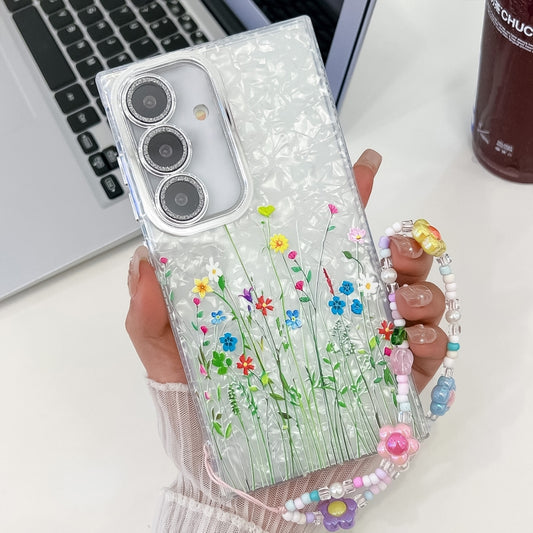 For Samsung Galaxy S25+ 5G Electroplating Flower Texture Wristband TPU Phone Case(Little Wildflower SH3) - Galaxy S25+ 5G Cases by PMC Jewellery | Online Shopping South Africa | PMC Jewellery | Buy Now Pay Later Mobicred