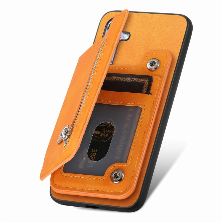 For Huawei nova 12 / 13 Retro MagSafe Zipper Wallet Card Bag Back Phone Case(Yellow) - Huawei Cases by PMC TechLife | Online Shopping South Africa | PMC TechLife | Buy Now Pay Later Mobicred