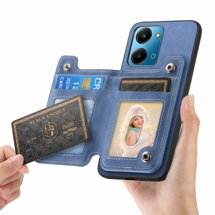 For Honor X50i+ Retro MagSafe Zipper Wallet Card Bag Back Phone Case(Blue) - Honor Cases by PMC TechLife | Online Shopping South Africa | PMC TechLife | Buy Now Pay Later Mobicred