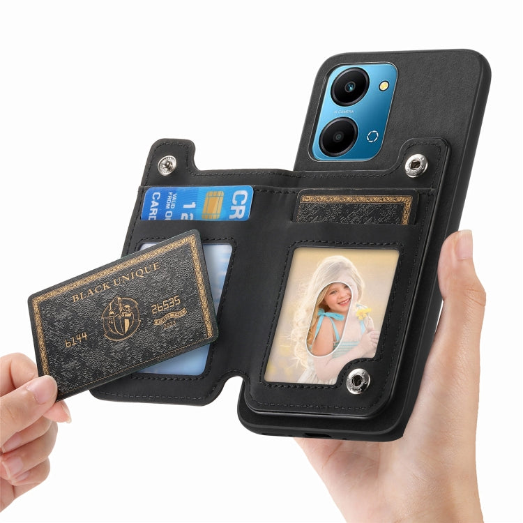 For Honor X50i Retro MagSafe Zipper Wallet Card Bag Back Phone Case(Black) - Honor Cases by PMC TechLife | Online Shopping South Africa | PMC TechLife | Buy Now Pay Later Mobicred
