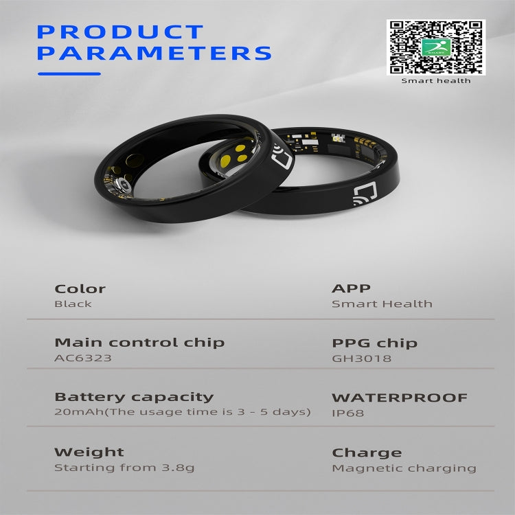 R20 SIZE 10 Smart Ring, Support Heart Rate / Blood Oxygen / Sleep Monitoring / Multiple Sports Modes(Black) - Smart Rings / Smart Telephones by PMC TechLife | Online Shopping South Africa | PMC TechLife | Buy Now Pay Later Mobicred