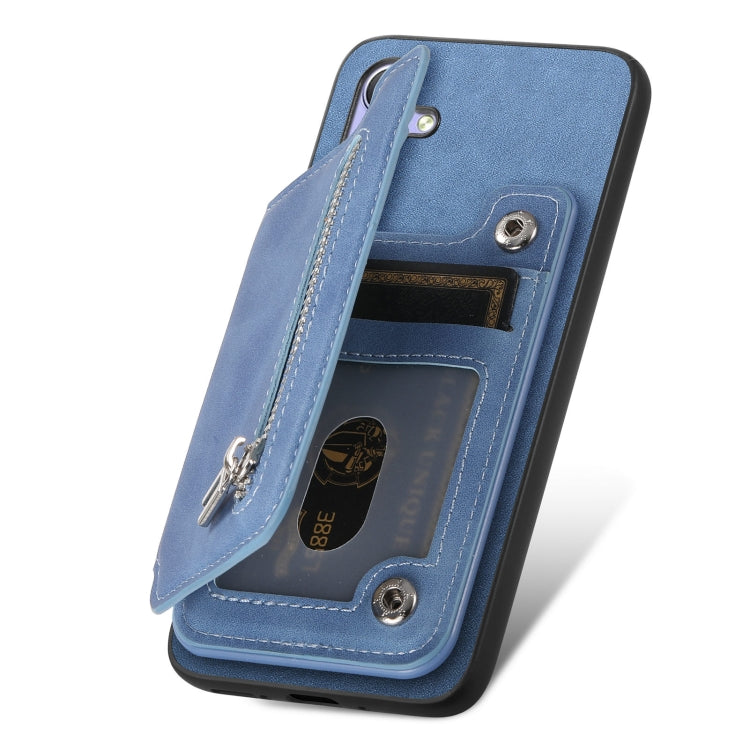 For Sony Xperia 1 V Retro MagSafe Zipper Wallet Card Bag Back Phone Case(Blue) - Sony Cases by PMC TechLife | Online Shopping South Africa | PMC TechLife | Buy Now Pay Later Mobicred