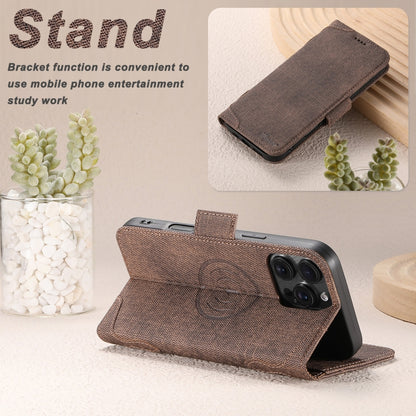 For iPhone 16 Pro Suteni J07 Multi-functional Horizontal MagSafe Denim Leather Phone Case(Brown) - iPhone 16 Pro Cases by Suteni | Online Shopping South Africa | PMC Jewellery | Buy Now Pay Later Mobicred