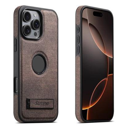 For iPhone 16 Pro Max Suteni G2 Holder Denim Leather Back MagSafe Phone Case(Brown) - iPhone 16 Pro Max Cases by Suteni | Online Shopping South Africa | PMC Jewellery | Buy Now Pay Later Mobicred