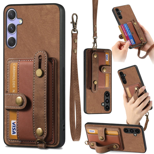 For Samsung Galaxy S25 Ultra 5G Retro Cross Wristband Wallet Leather Back Phone Case(Brown) - Galaxy S25 Ultra 5G Cases by PMC Jewellery | Online Shopping South Africa | PMC Jewellery | Buy Now Pay Later Mobicred