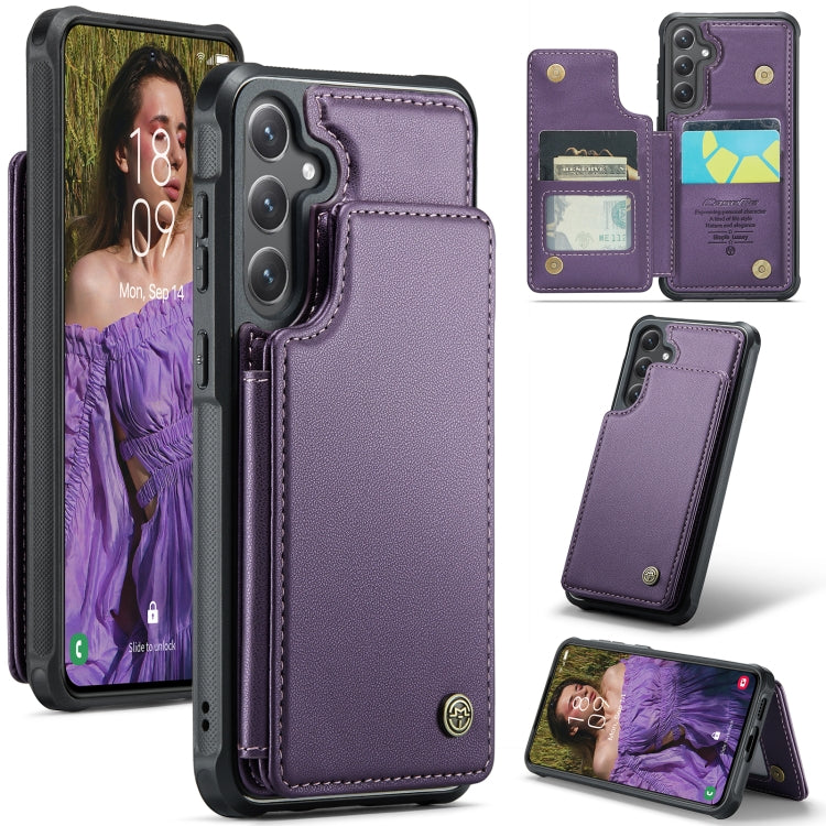 For Samsung Galaxy S25 5G CaseMe C22 Card Slots Holder RFID Anti-theft Phone Case(Purple) - Galaxy S25 5G Cases by CaseMe | Online Shopping South Africa | PMC Jewellery | Buy Now Pay Later Mobicred