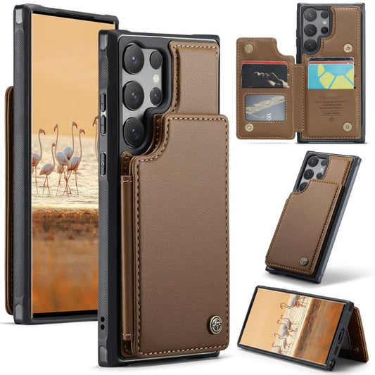 For Samsung Galaxy S25 Ultra 5G CaseMe C22 Card Slots Holder RFID Anti-theft Phone Case(Brown) - Galaxy S25 Ultra 5G Cases by CaseMe | Online Shopping South Africa | PMC Jewellery | Buy Now Pay Later Mobicred