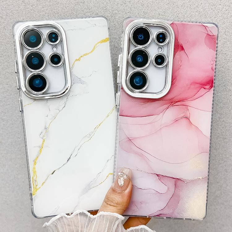 For Samsung Galaxy S25 5G Electroplated Marble Texture Phone Case(White M8) - Galaxy S25 5G Cases by PMC Jewellery | Online Shopping South Africa | PMC Jewellery | Buy Now Pay Later Mobicred