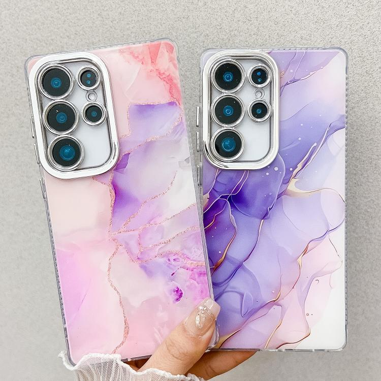 For Samsung Galaxy S25+ 5G Electroplated Marble Texture Phone Case(Red M7) - free shipping - PMC Jewellery - Order now!