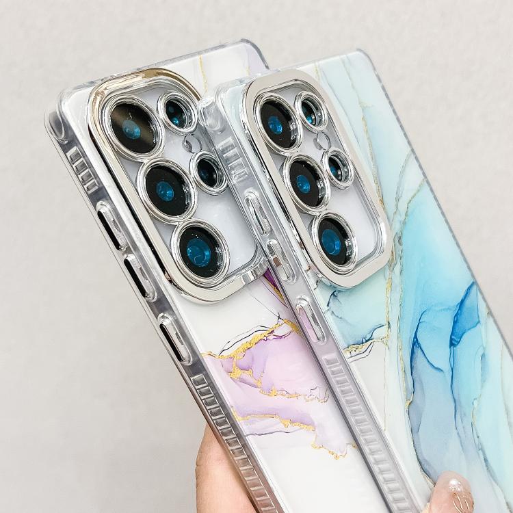 For Samsung Galaxy S25 Ultra 5G Electroplated Marble Texture Phone Case(Blue M11) - Galaxy S25 Ultra 5G Cases by PMC Jewellery | Online Shopping South Africa | PMC Jewellery | Buy Now Pay Later Mobicred
