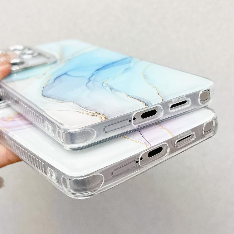 For Samsung Galaxy S25+ 5G Electroplated Marble Texture Phone Case(Blue Purple M10) - Galaxy S25+ 5G Cases by PMC Jewellery | Online Shopping South Africa | PMC Jewellery | Buy Now Pay Later Mobicred