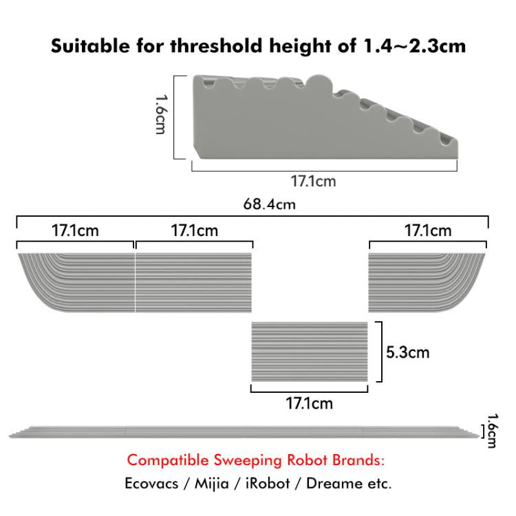 JUNSUNMAY For Ecovacs / iRobot / Mijia / Dreame Sweeping Robot Universal Silicone Threshold Bars Ramp Mat(White) - free shipping - PMc TechLife - Order now!