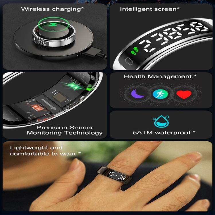 R11 SIZE 8 Smart Ring, Support Heart Rate / Blood Oxygen / Sleep / Multiple Sports Modes(Black) - free shipping - PMC TechLife - Order now!