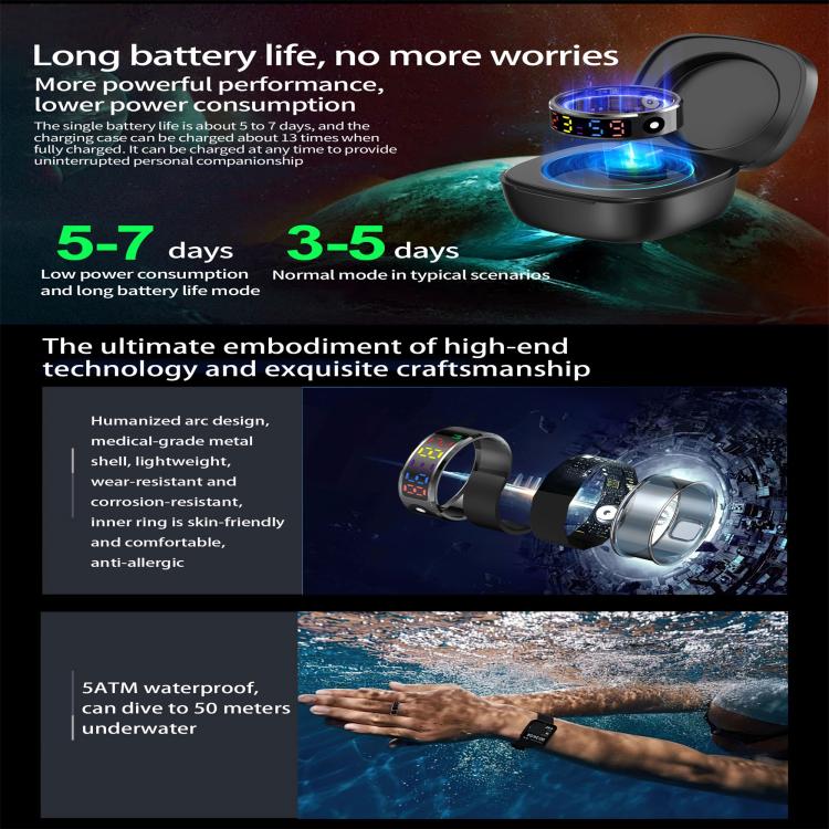 R12 SIZE 9 Smart Ring, Support Heart Rate / Blood Oxygen / Sleep / Multiple Sports Modes(Gold) - free shipping - PMC TechLife - Order now!