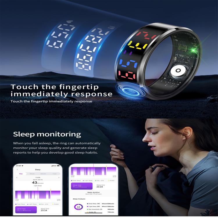 R12 SIZE 12 Smart Ring, Support Heart Rate / Blood Oxygen / Sleep / Multiple Sports Modes(Black) - free shipping - PMC TechLife - Order now!