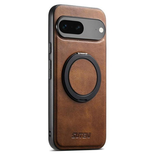 For Google Pixel 7 Suteni G3 Suteni G3 Oil Wax 360 Rotation Holder MagSafe Back Phone Case(Brown) - Google Cases by Suteni | Online Shopping South Africa | PMC Jewellery | Buy Now Pay Later Mobicred