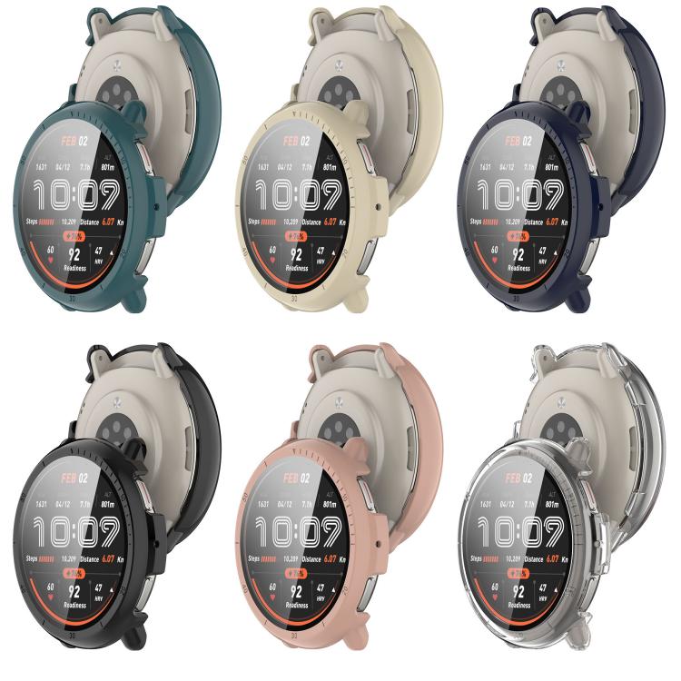 For Amazfit Active 2 A2437 Tempered Film Integrated PC Watch Protective Case(Black) - Watch Cases by PMC TechLife | Online Shopping South Africa | PMC TechLife | Buy Now Pay Later Mobicred