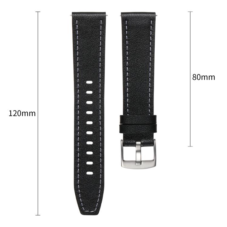 22mm Push Button Silver Steel Buckle Genuine Leather Watch Band(Brown) - free shipping - PMC TechLife - Order now!