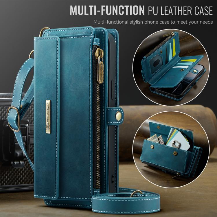 For iPhone 16e CaseMe C39 RFID Blocking Zipper Wallet Leather Phone Case with Crossbody Strap(Green) - free shipping - PMc TechLife - Order now!